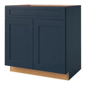 allen + roth Port 33-in W x 34.5-in H x 24-in D Navy Sink Base Fully Assembled Cabinet (Flat Panel Shaker Style)