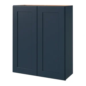 allen + roth Port 33-in W x 36.125-in H x 12-in D Navy Wall Fully Assembled Cabinet (Flat Panel Shaker Door Style)