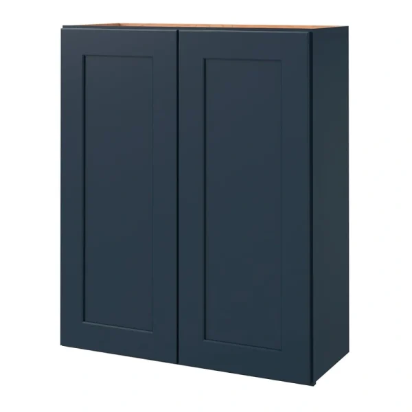 allen + roth Port 33-in W x 36.125-in H x 12-in D Navy Wall Fully Assembled Cabinet (Flat Panel Shaker Door Style)