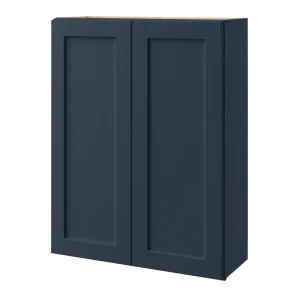 allen + roth Port 33-in W x 39-in H x 12-in D Navy Wall Fully Assembled Cabinet (Flat Panel Shaker Door Style)