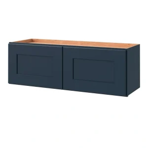 allen + roth Port 36-in W x 12.125-in H x 12-in D Navy Wall Fully Assembled Cabinet (Flat Panel Shaker Door Style)