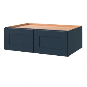allen + roth Port 36-in W x 12.125-in H x 24-in D Navy Wall Fully Assembled Cabinet (Flat Panel Shaker Door Style)