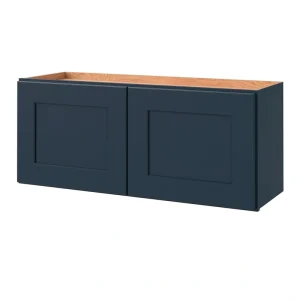 allen + roth Port 36-in W x 15.125-in H x 12-in D Navy Wall Fully Assembled Cabinet (Flat Panel Shaker Door Style)