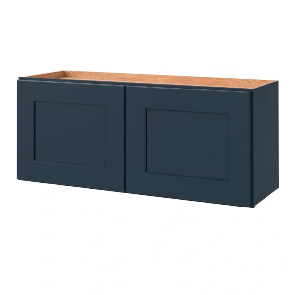 allen + roth Port 36-in W x 15.125-in H x 12-in D Navy Wall Fully Assembled Cabinet (Flat Panel Shaker Door Style)