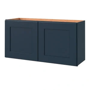 allen + roth Port 36-in W x 18.125-in H x 12-in D Navy Wall Fully Assembled Cabinet (Flat Panel Shaker Door Style)