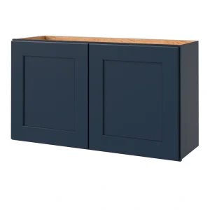 allen + roth Port 36-in W x 18.125-in H x 24-in D Navy Wall Fully Assembled Cabinet (Flat Panel Shaker Door Style)