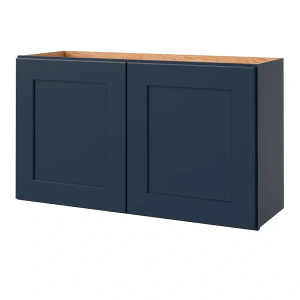 allen + roth Port 36-in W x 18.125-in H x 24-in D Navy Wall Fully Assembled Cabinet (Flat Panel Shaker Door Style)