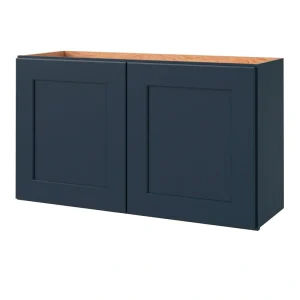 allen + roth Port 36-in W x 20.625-in H x 12-in D Navy Wall Fully Assembled Cabinet (Flat Panel Shaker Door Style)