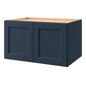 allen + roth Port 36-in W x 21-in H x 24-in D Navy Wall Fully Assembled Cabinet (Flat Panel Shaker Door Style)