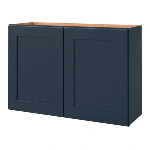 allen + roth Port 36-in W x 24.5-in H x 12-in D Navy Wall Fully Assembled Cabinet (Flat Panel Shaker Door Style)