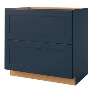 allen + roth Port 36-in W x 34.5-in H x 24-in D Navy 2-Drawer Base Fully Assembled Cabinet (Flat Panel Style)
