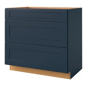 allen + roth Port 36-in W x 34.5-in H x 24-in D Navy 3-Drawer Base Fully Assembled Cabinet (Flat Panel Style)