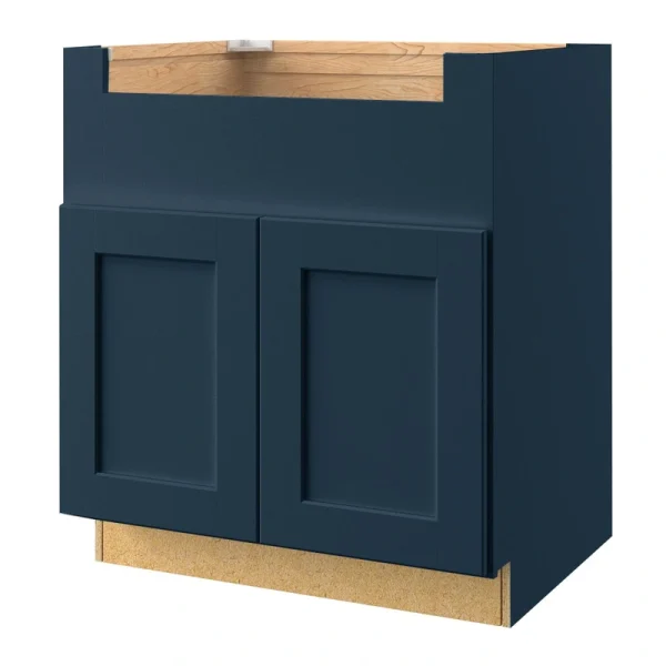 allen + roth Port 36-in W x 34.5-in H x 24-in D Navy Apron Front Sink Base Fully Assembled Cabinet (Flat Panel Shaker Style)