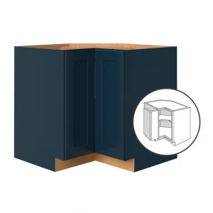 allen + roth Port 36-in W x 34.5-in H x 24-in D Navy Diagonal Corner Base Fully Assembled Cabinet (Flat Panel Shaker Style) T726925693