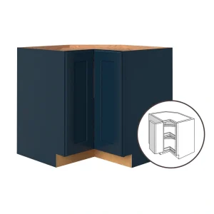 allen + roth Port 36-in W x 34.5-in H x 24-in D Navy Lazy Susan Corner Base Fully Assembled Cabinet (Flat Panel Shaker Style) T726925688