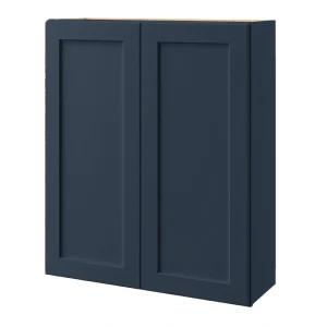 allen + roth Port 36-in W x 42-in H x 12-in D Navy Wall Fully Assembled Cabinet (Flat Panel Shaker Door Style)