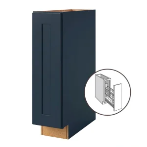 allen + roth Port 9-in W x 34.5-in H x 24-in D Navy Base Fully Assembled Cabinet (Flat Panel Square Door Style)