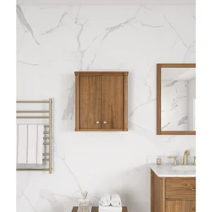 allen + roth Rian 22-in x 24-in x 7-in Walnut Soft Close Bathroom Wall Cabinet