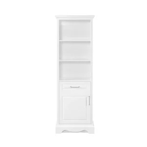 allen + roth Rutherfurd 24-in x 72-in x 15.98-in Swan White Wood Freestanding Soft Close Linen Cabinet