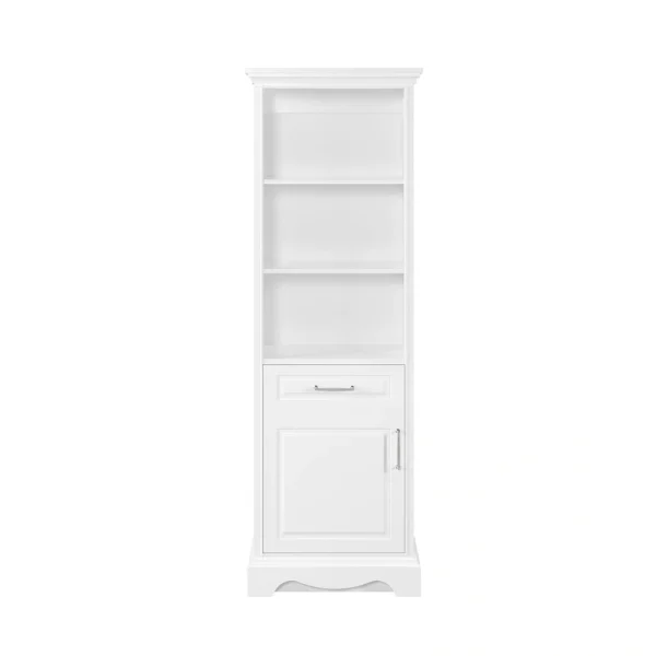 allen + roth Rutherfurd 24-in x 72-in x 15.98-in Swan White Wood Freestanding Soft Close Linen Cabinet