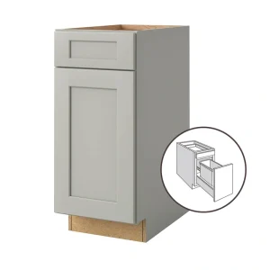 allen + roth Stonewall 15-in W x 34.5-in H x 24-in D Stone 1-Drawer Pull-out Wastebasket Base Fully Assembled Cabinet (Flat Panel Shaker Style)