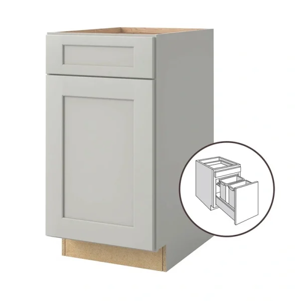 allen + roth Stonewall 18-in W x 34.5-in H x 24-in D Stone 1-Drawer Pull-out Wastebasket Base Fully Assembled Cabinet (Flat Panel Shaker Style)
