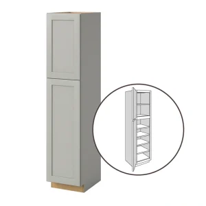 allen + roth Stonewall 18-in W x 84-in H x 24-in D Stone Pantry Fully Assembled Cabinet (Flat Panel Shaker Door Style)
