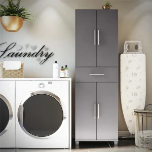 Ameriwood Home Camberly 23.46-in W x 75.25-in H Wood Composite Graphite Grey/Graphite Grey Freestanding Utility Storage Cabinet