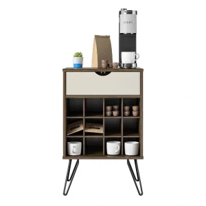 Ameriwood Home Concord Contemporary/Modern Homestead Oak Metal Curio Cabinet with Wine Storage