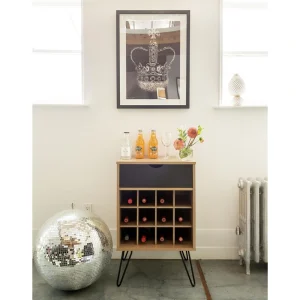 Ameriwood Home Concord Contemporary/Modern Reclaimed Oak Metal Curio Cabinet with Wine Storage