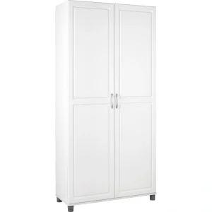 Ameriwood Home Kendall 35.68-in W x 74.31-in H x 15.37-in D Freestanding Composite Wood Garage Cabinet in White