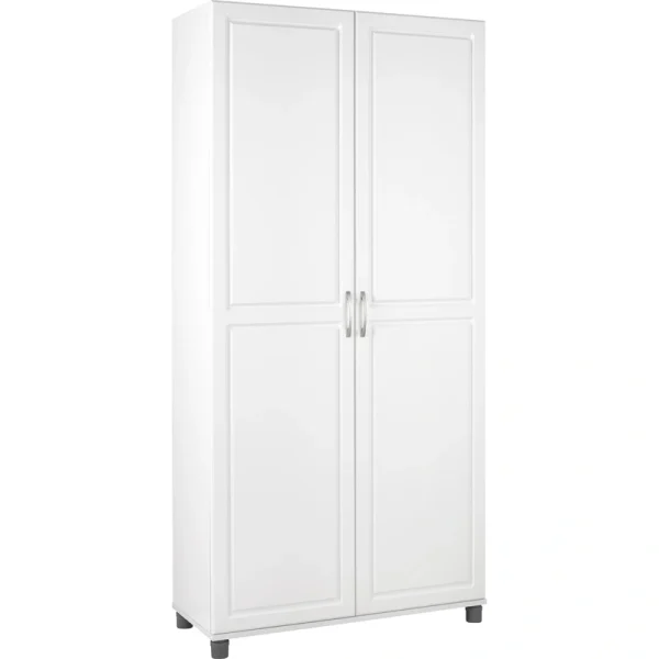 Ameriwood Home Kendall 35.68-in W x 74.31-in H x 15.37-in D Freestanding Composite Wood Garage Cabinet in White