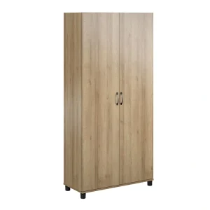 Ameriwood Home Lory 35.68-in W x 74.31-in H x 15.38-in D Freestanding Composite Wood Garage Cabinet in Brown
