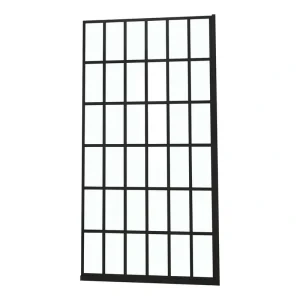 ANGELES HOME 38 in. W x 72 in. H Frameless Fixed Single Panel Shower Door in Matte Black Finish with 5/16 in. (8mm) Clear Glass