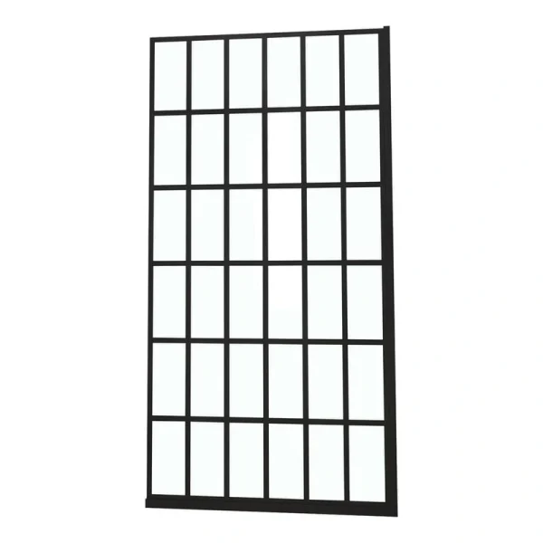 ANGELES HOME 38 in. W x 72 in. H Frameless Fixed Single Panel Shower Door in Matte Black Finish with 5/16 in. (8mm) Clear Glass