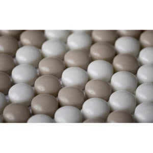 Apollo Tile (Sample) Alabaster White, Beige 12-in x 13-in Polished Glass Penny Round Patterned Floor and Wall Tile