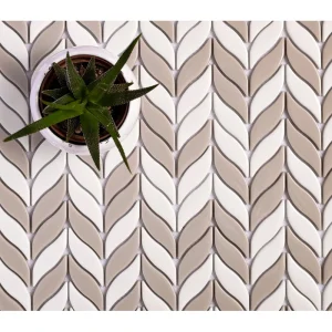 Apollo Tile (Sample) Alabaster White, Brown 12-in x 12-in Matte Glass Mixed Pattern Patterned Floor and Wall Tile