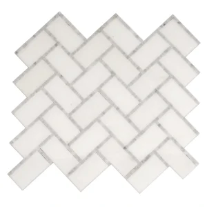 Apollo Tile (Sample) Athens White 10-in x 11-in Polished Marble Herringbone Patterned Floor and Wall Tile