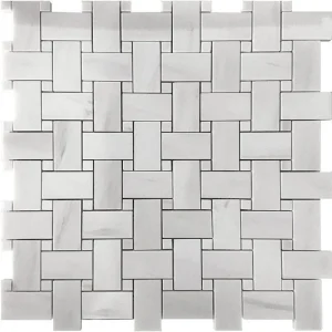 Apollo Tile (Sample) Athens White 4-in x 4-in Polished Marble Basketweave Mosaic Floor and Wall Tile