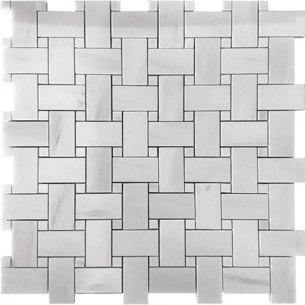 Apollo Tile (Sample) Athens White 4-in x 4-in Polished Marble Basketweave Mosaic Floor and Wall Tile