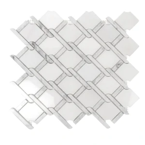 Apollo Tile (Sample) Athens White 4-in x 4-in Polished Marble Basketweave Mosaic Wall Tile