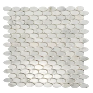 Apollo Tile (Sample) Athens White 4-in x 4-in Polished Marble Circular Mosaic Wall Tile