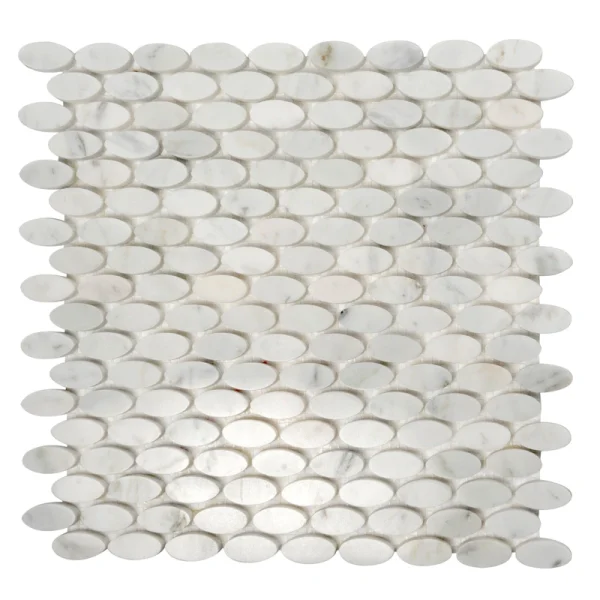 Apollo Tile (Sample) Athens White 4-in x 4-in Polished Marble Circular Mosaic Wall Tile