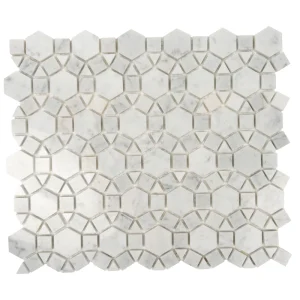 Apollo Tile (Sample) Athens White 4-in x 4-in Polished Marble Mixed Pattern Mosaic Wall Tile