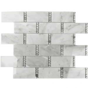 Apollo Tile (Sample) Athens White and Gray 4-in x 4-in Polished Marble Brick Mosaic Wall Tile