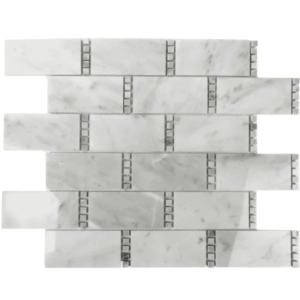 Apollo Tile (Sample) Athens White and Gray 4-in x 4-in Polished Marble Brick Mosaic Wall Tile