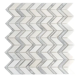 Apollo Tile (Sample) Athens White and Gray 4-in x 4-in Polished Marble Chevron Marble Look Floor and Wall Tile