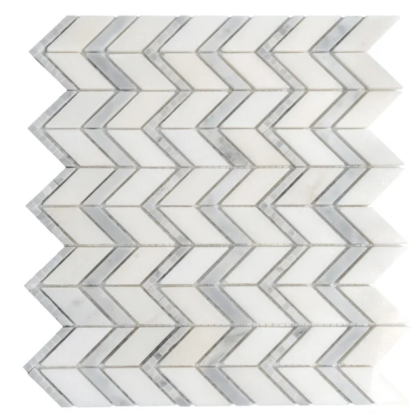 Apollo Tile (Sample) Athens White and Gray 4-in x 4-in Polished Marble Chevron Marble Look Floor and Wall Tile