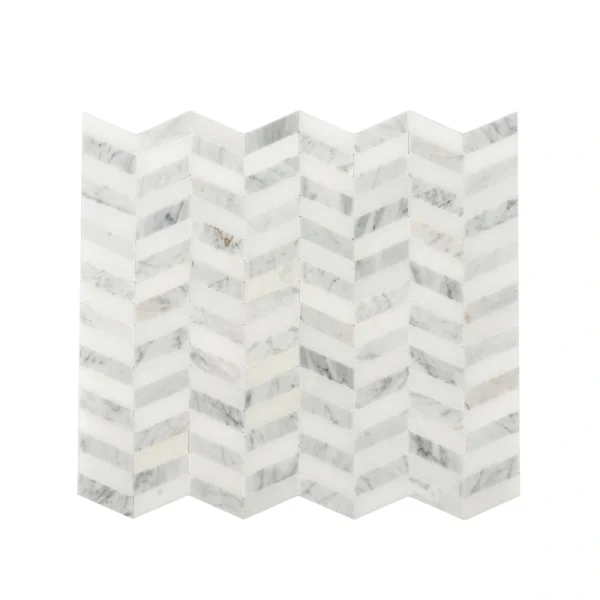 Apollo Tile (Sample) Athens White and Gray 4-in x 4-in Polished Marble Chevron Mosaic Wall Tile
