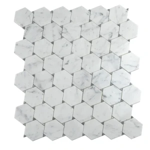 Apollo Tile (Sample) Athens White and Gray 4-in x 4-in Polished Marble Honeycomb Mosaic Floor and Wall Tile
